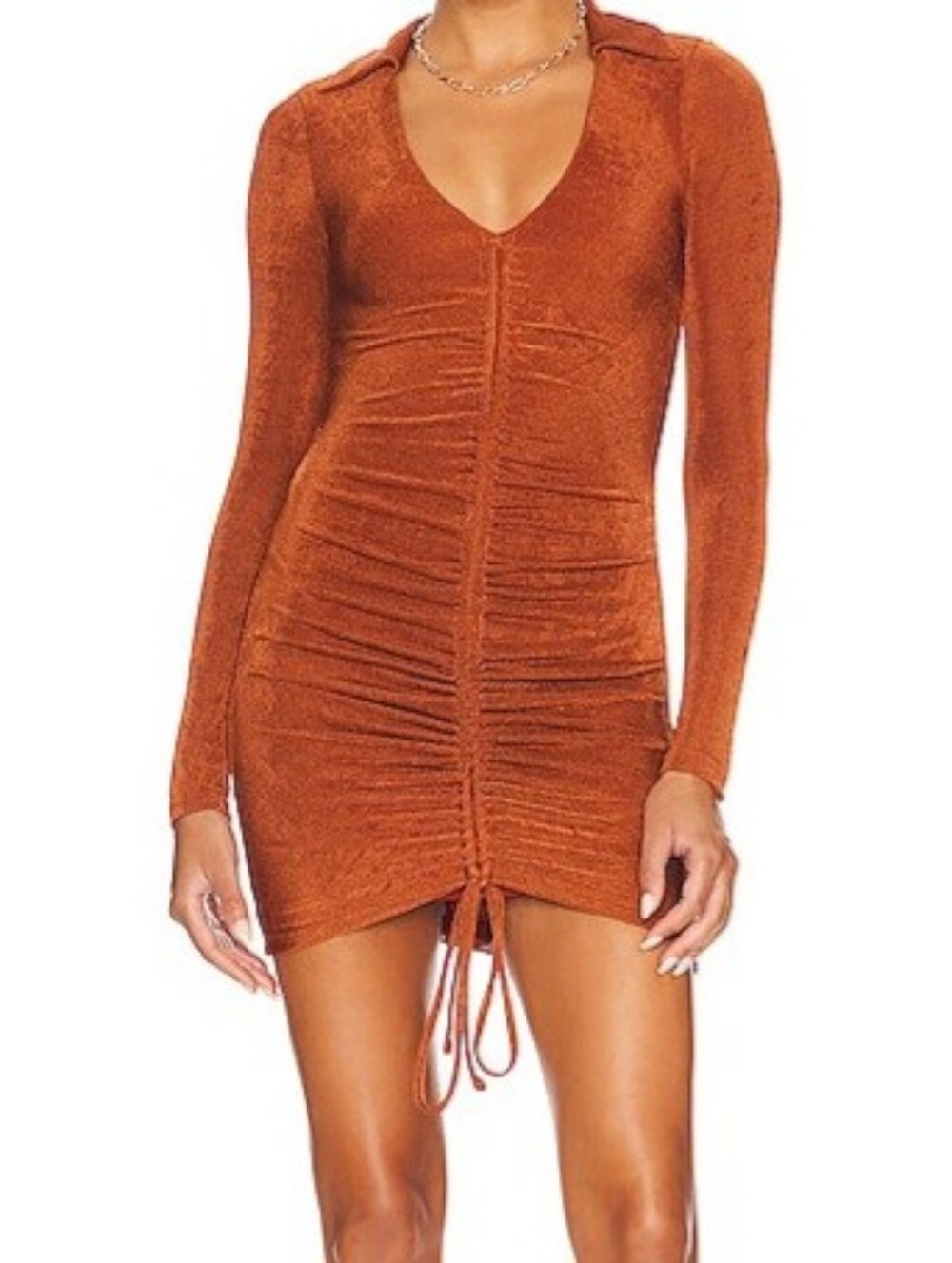 Superdown Penelope Ruched Mini Dress Brown Size Medium